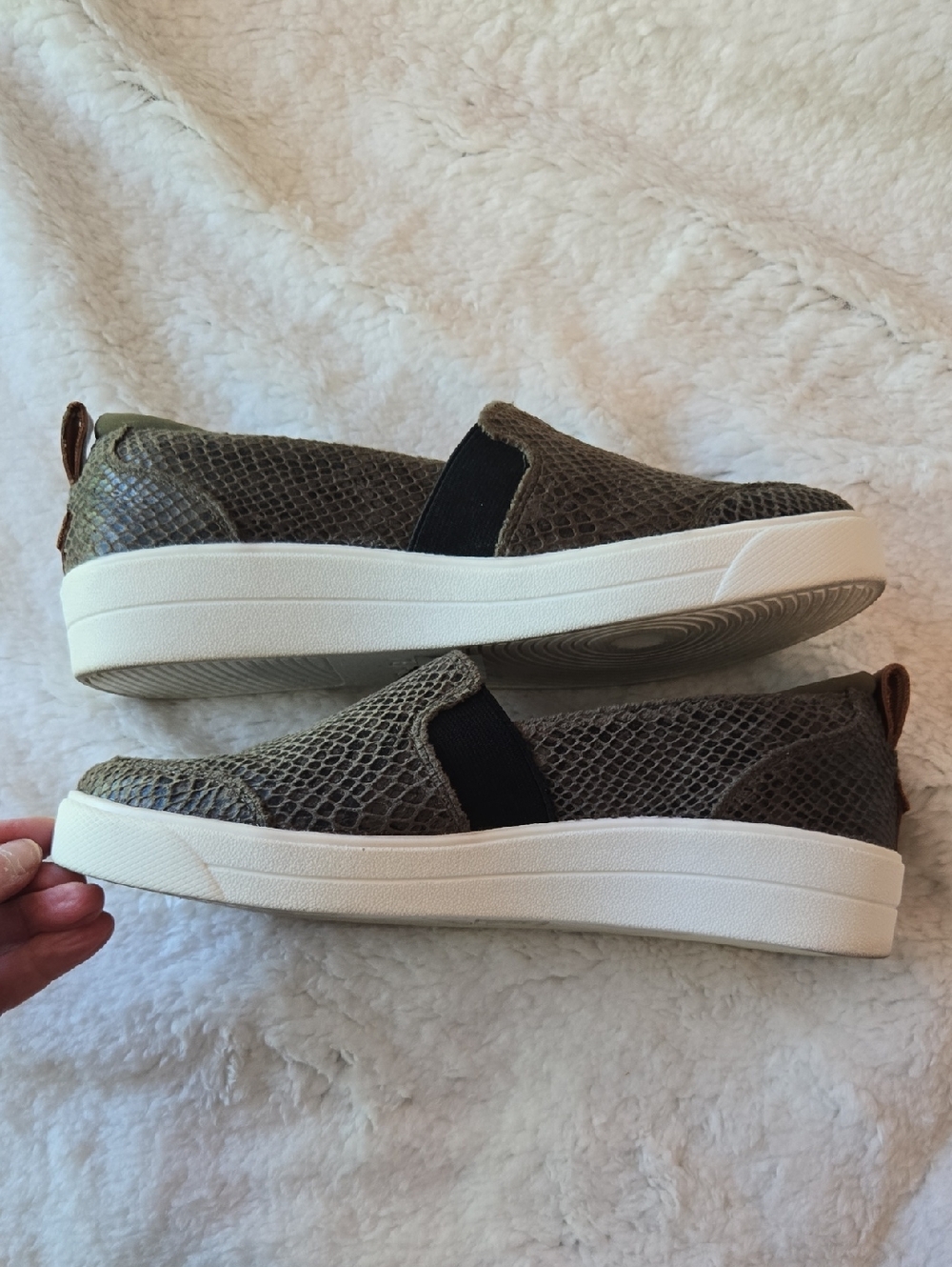 Ryka Olive-Tone Slip-On Sneakers with Front Zip - Picture 3 of 9